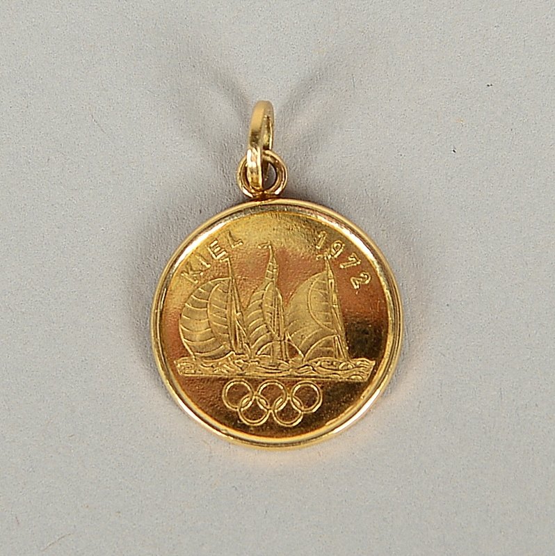 Gedenkmedaille (Olympische Spiele), 'Segelwettbewerbe Kiel 1972', 900/1.000 Gold