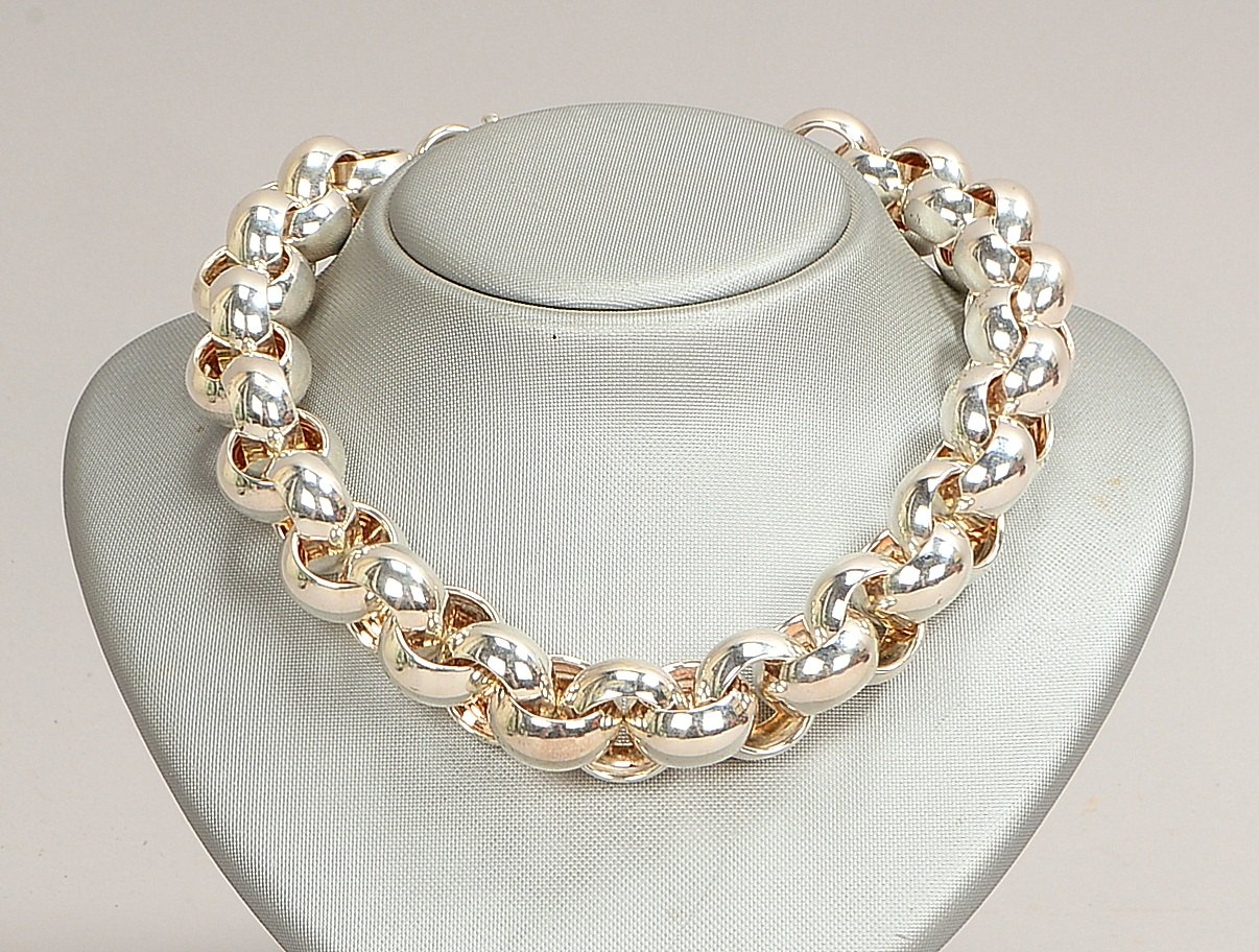 Martin Hardt, Designer-Collier, 925 Sterlingsilber, Erbskette mit Ankergliedern