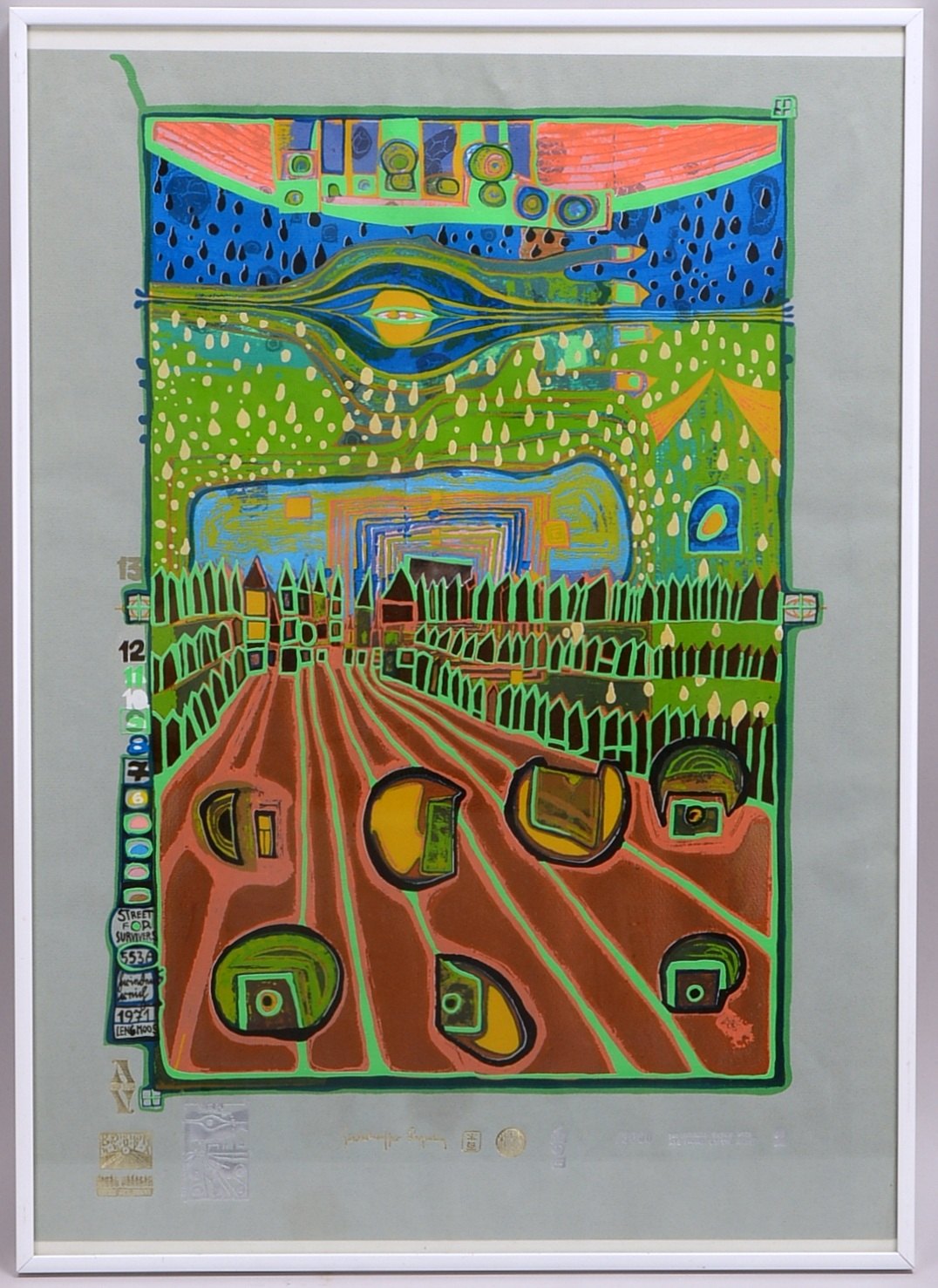 Hundertwasser, Friedensreich, 'Look at it on a rainy Day', Farbserigrafie/Metallprägung