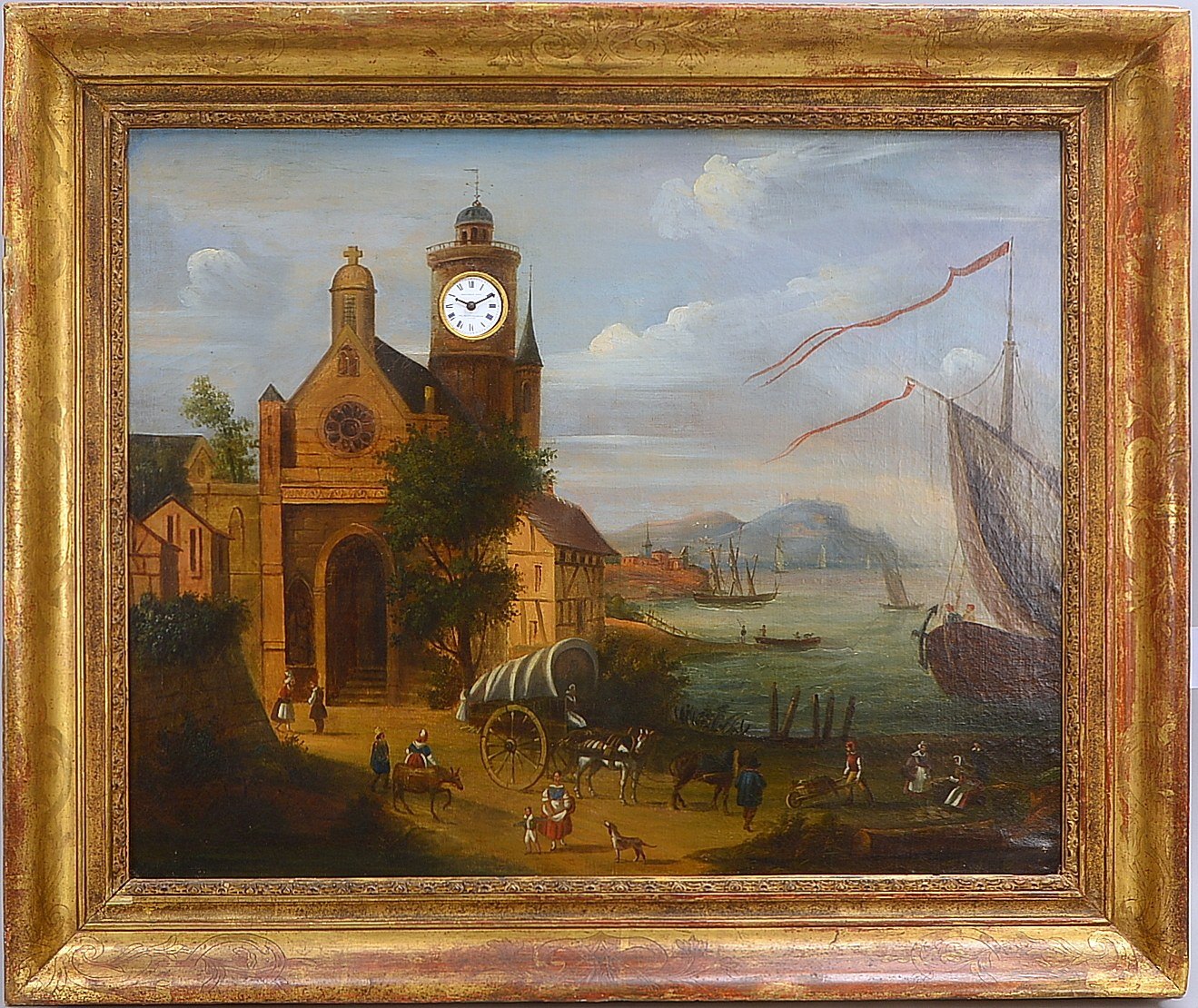 Bilderuhr (Frankreich, um 1870), Gemälde mit Uhr: Hoffmann Frères, mit Walzenspieluhr