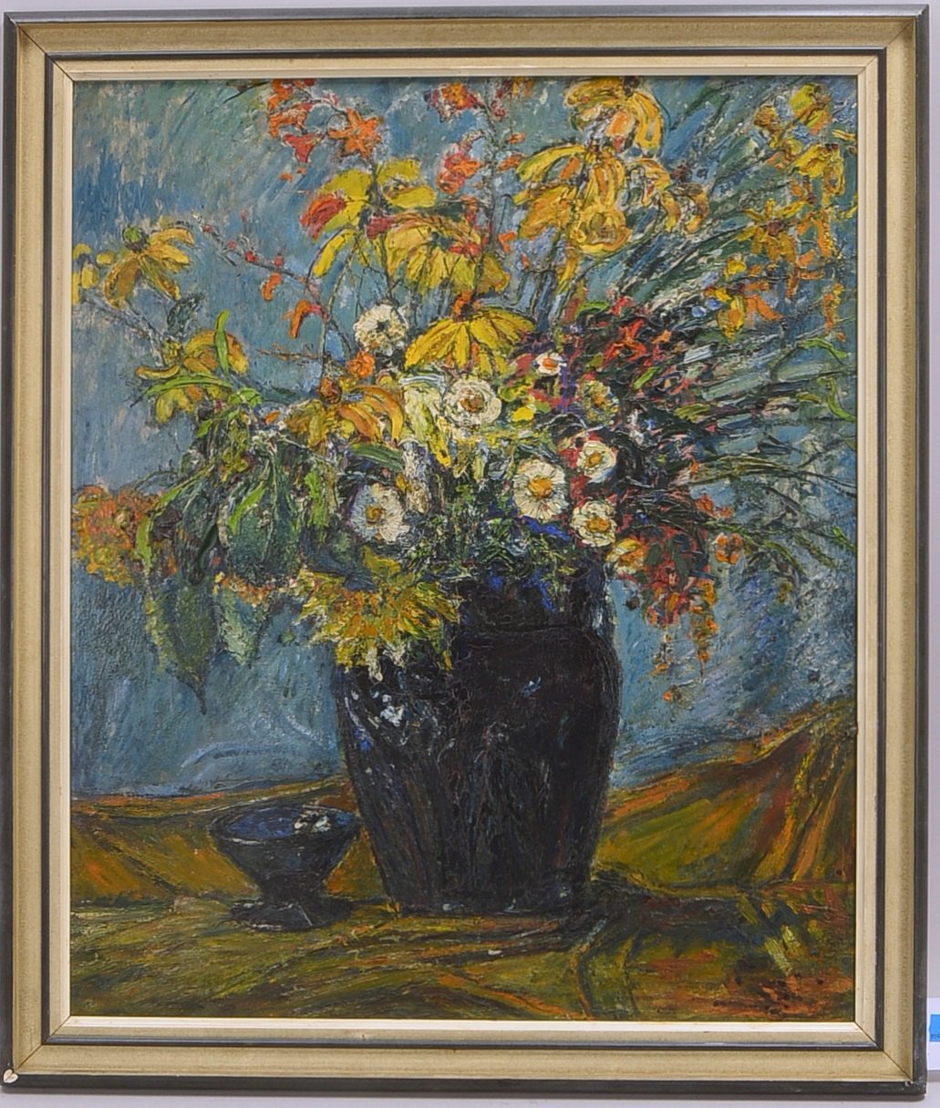 Eibler, Emma (1868 Lindau - 1958 Fischerhude), 'Bunter Sommerstrauß in Vase'