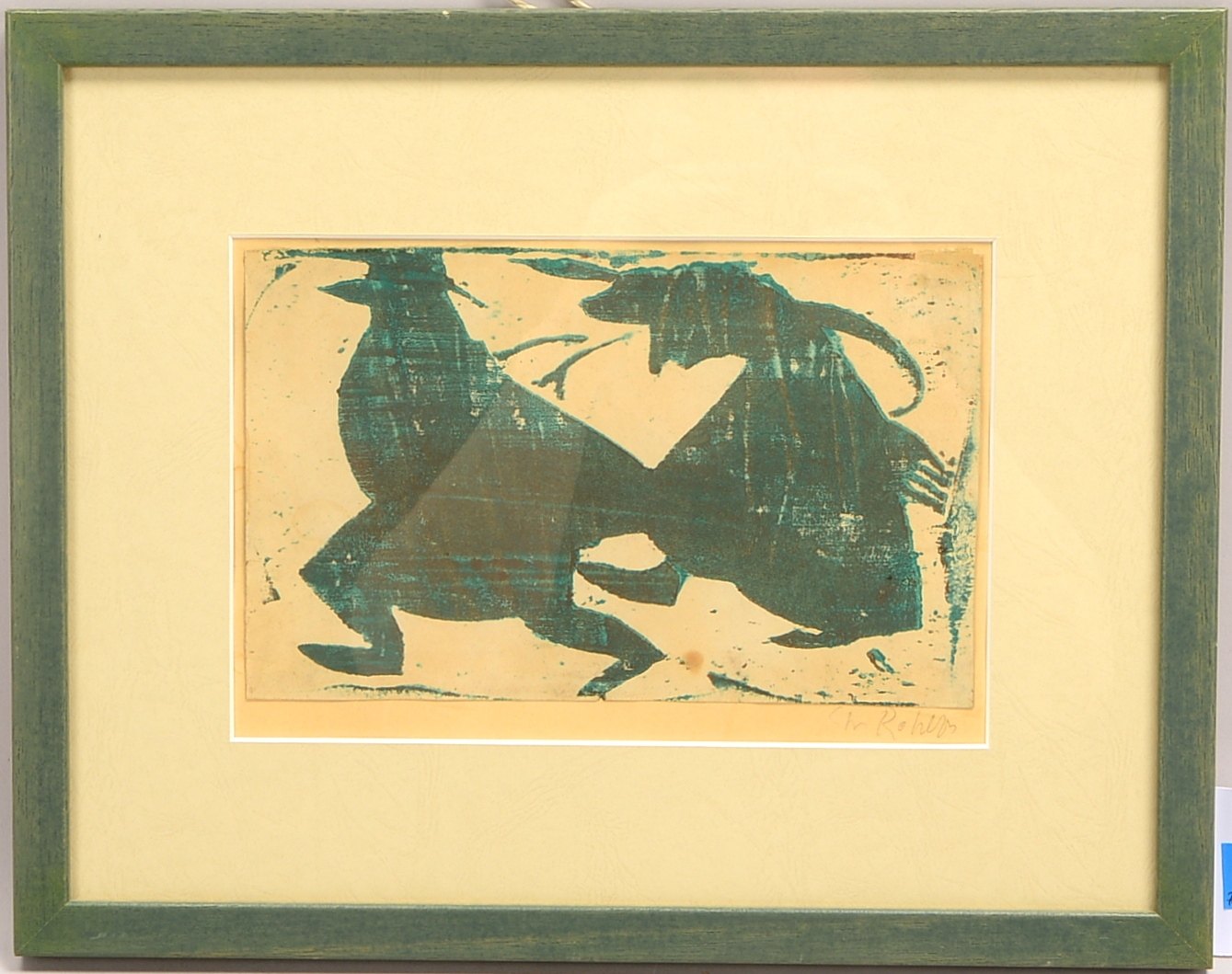 Rohlfs, Christian (1849 Niendorf - 1938 Hagen), 'Spaziergänger', Farbholzschnitt in Grün