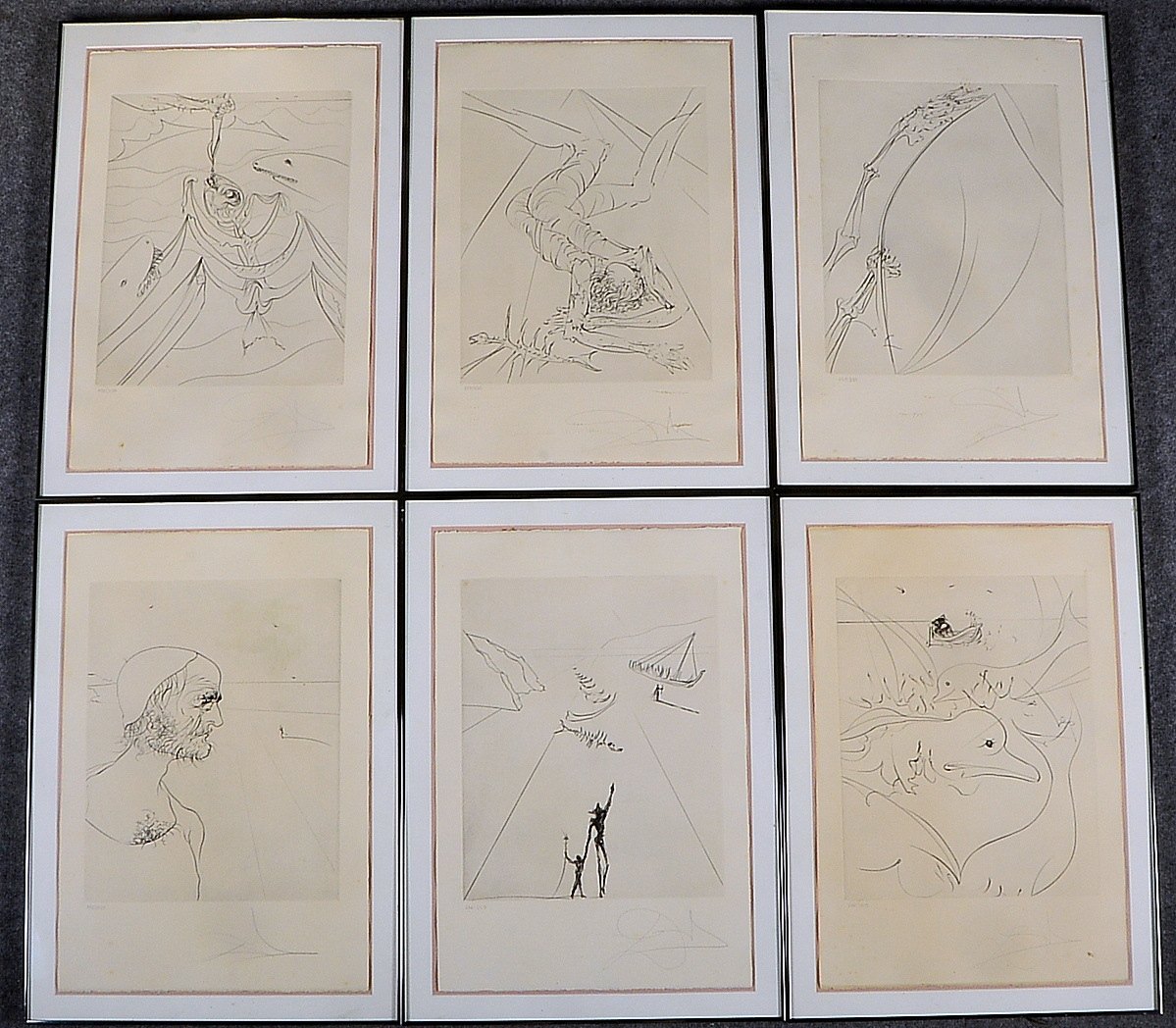 Dalí, Salvador, 6x Kaltnadel-Rad., 'Der alte Mann und das Meer', Aufl. '188/350'