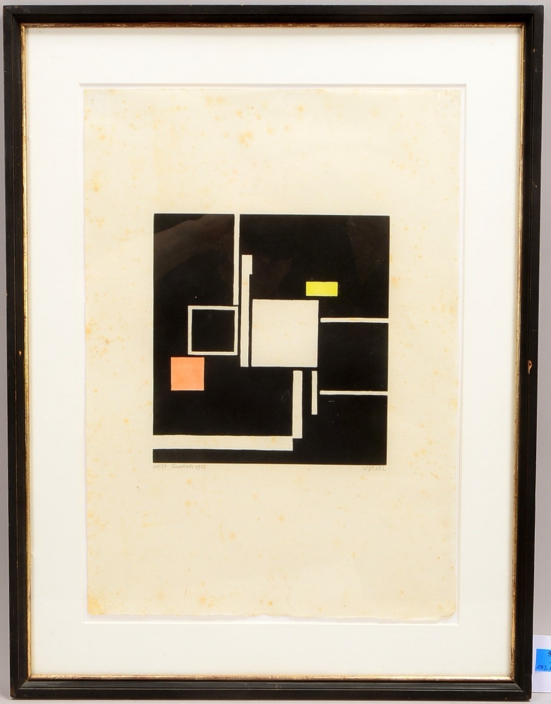 Dexel, Walter (1890 München - 1973 Braunschweig), 'Quadrate', Holzschnitt/aquar.