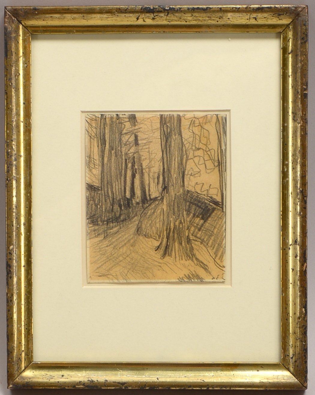 am Ende, Hans (1864 Trier - 1918 Stettin), 'Bäume', Bleistiftzeichnung, monogr.