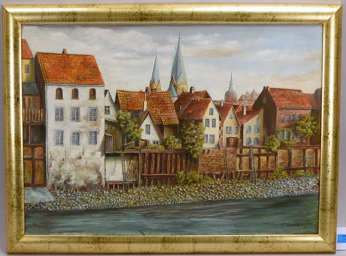 Bartsch, Wilhelm (1871 Kiel - 1953 Worpswede), 'Bremer Stadtkulisse', Öl/Lw