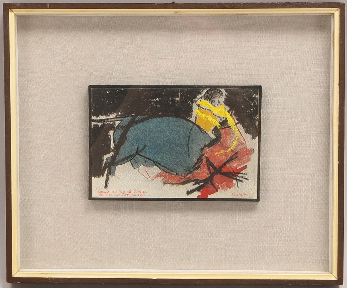 Burattin, Rinaldo (1914 Trieste - 1998 Prato), 'Stierkampf', Mischtechnik, signiert/bez.