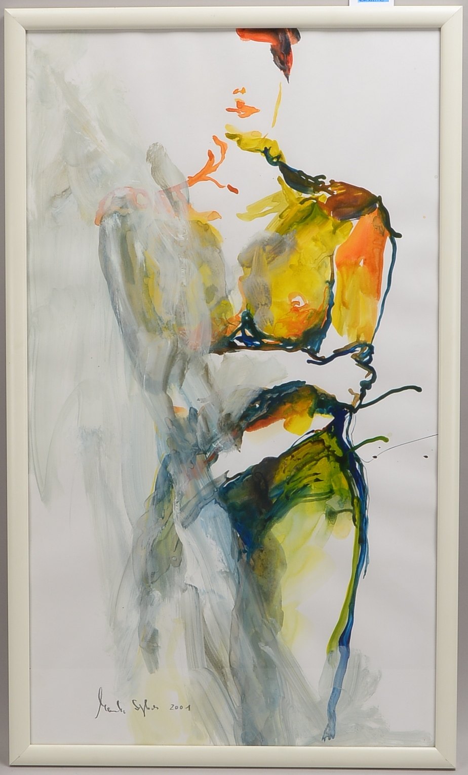 Sigloch, Monika (*1956 Gemünden/Main), 'Weiblicher Akt in Gelb', Acryl auf Papier