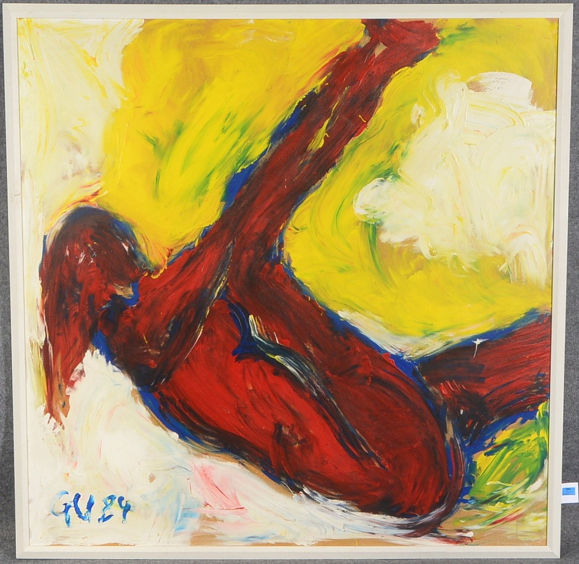 Guldner, Norbert W. (*1948 Birkenau/Odenwald), 'Rote Frau', Acryl/Dispersion auf Holz