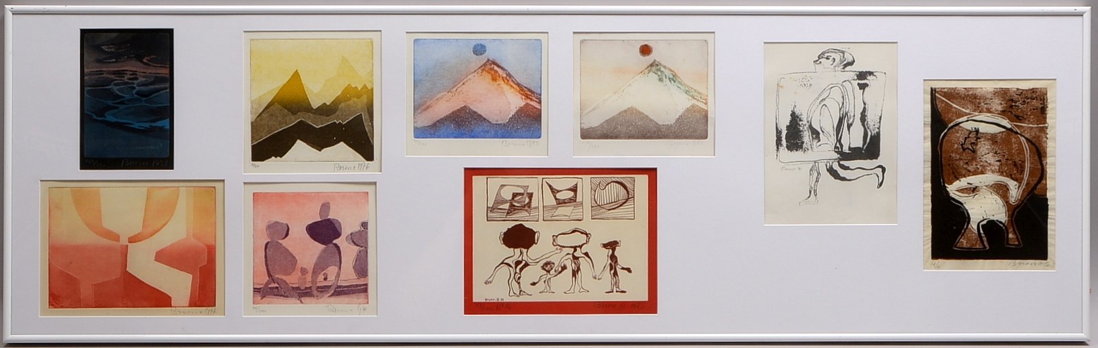 Wurster, Bruno (1939 - 2003, Bern), 9x Farbradierungen, jeweils signiert und datiert