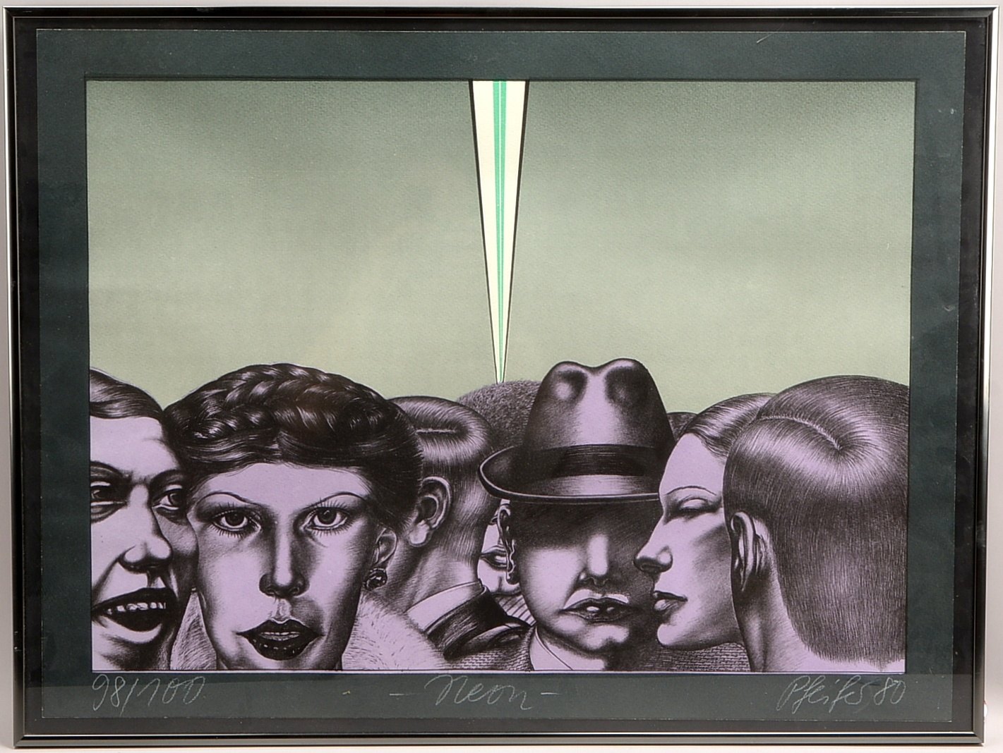 Pfeifer, Uwe (*1947 Halle), 'Neon', Farblithografie, Auflage-Nr. '98/100', signiert