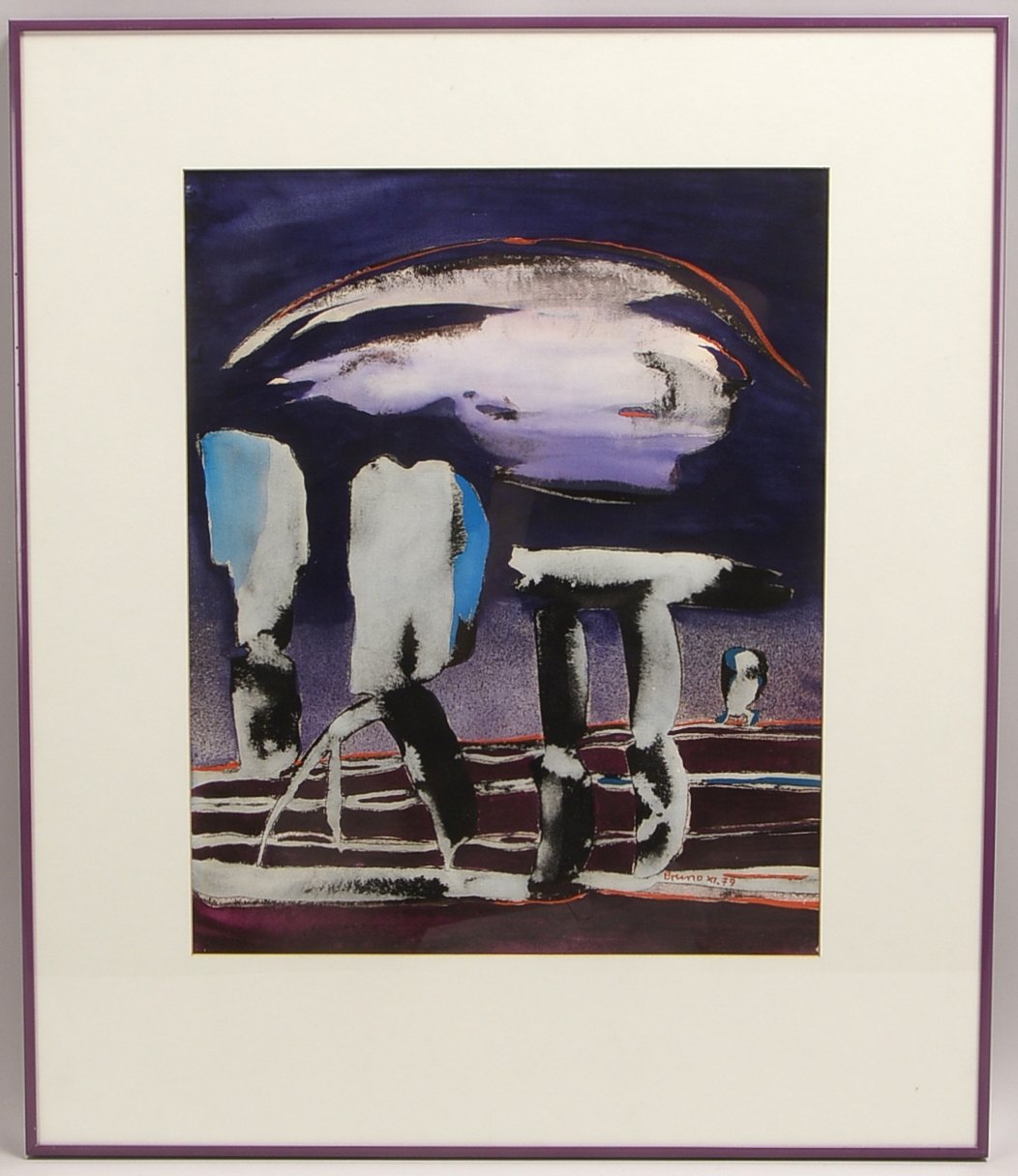 Wurster, Bruno (1939 - 2003, Bern), , 'O.T.', Tusche laviert/Aquarellfarbe, signiert