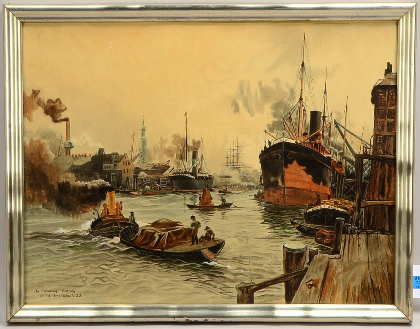 Bordt, Prof. Hans (1857 - 1945), 'Am Reihersteig in Hamburg', Aquarell, sign./dat.