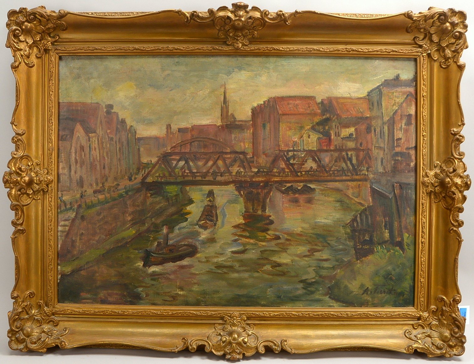 Fricke, August (1875 - 1948), 'Alter Teerhof in Bremen', Öl/Lw, unten rechts signiert, Bildmaße 71 x
