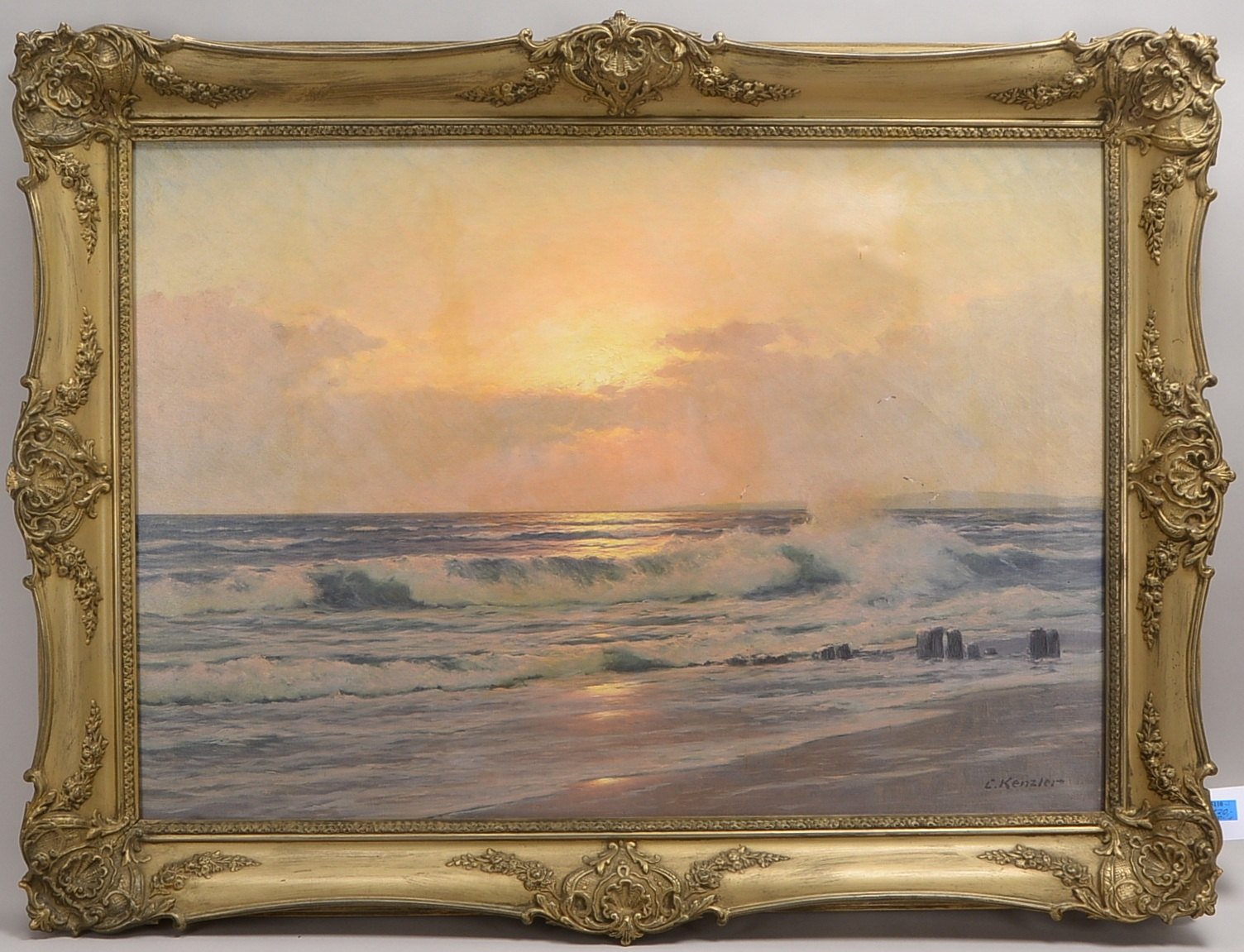 Kenzler, Carl (1872 Potsdam - 1847 Berlin), 'Sonnenaufgang am Strand', Öl/Lw, signiert