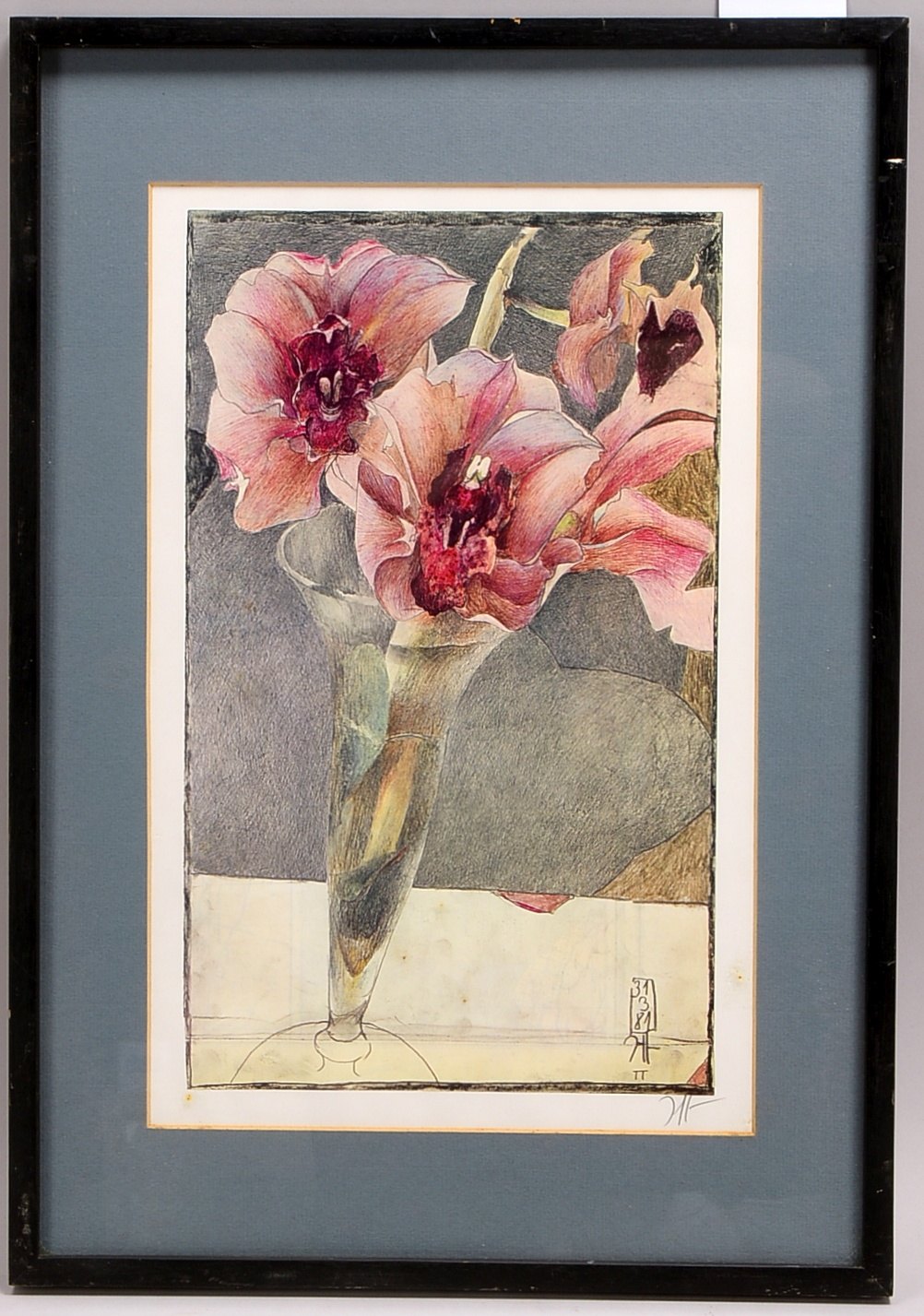 Janssen, Horst (1929 Wandsbek - 1995 Hamburg), 'Rote Blume', Offset-Grafik, monogr.