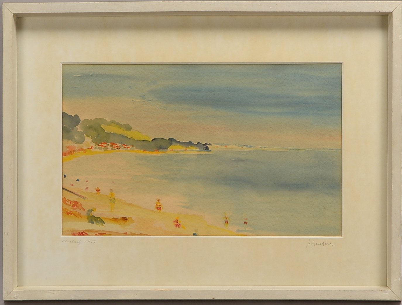 Aquarell, 'Scharbeutz 1957', signiert und bezeichnet/datiert, unter PP hinter Glas gerahmt