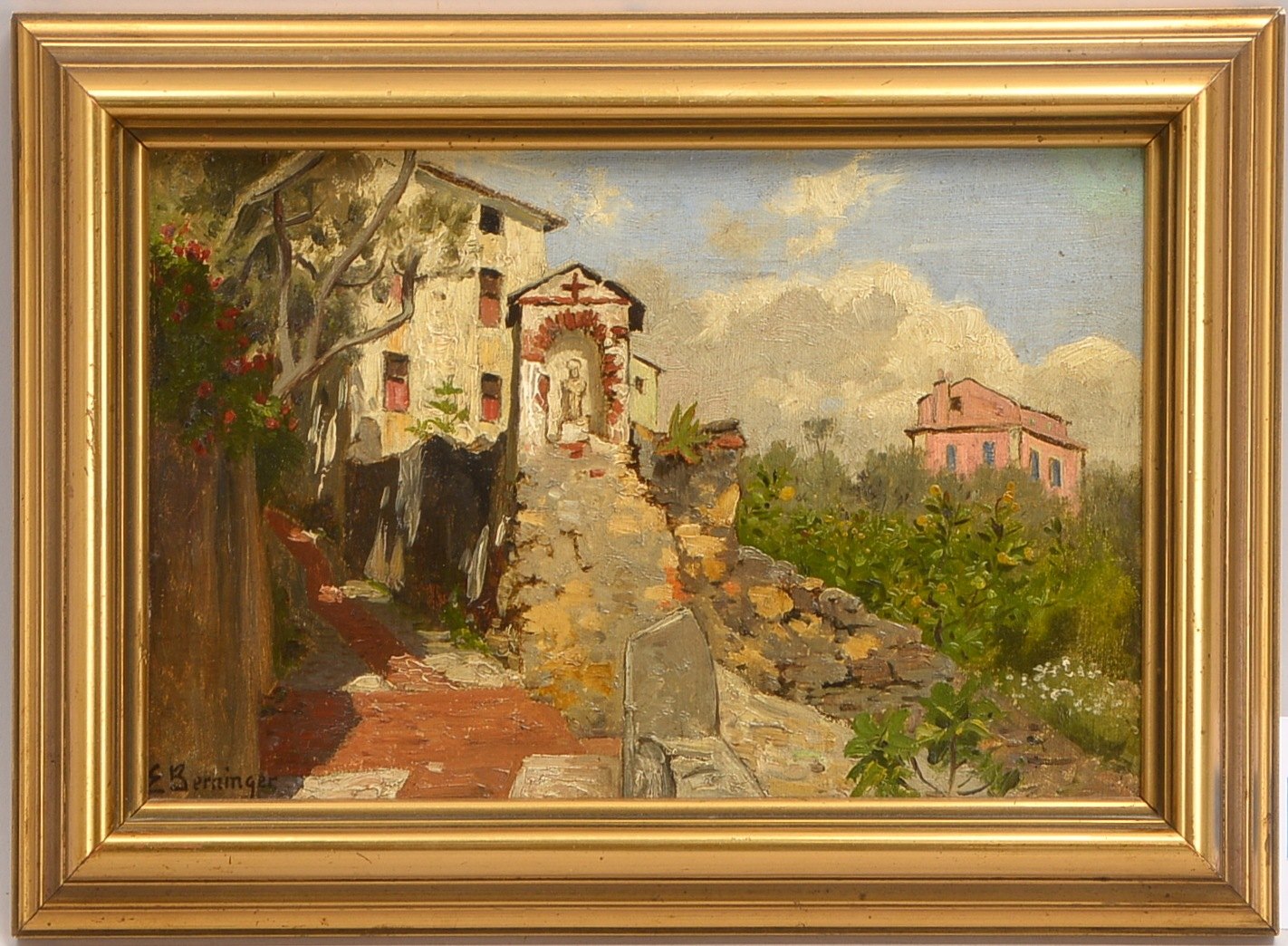 Berninger, Edmund (1843 Arnstadt - 1929 Leipzig), 'Ital. Landschaft...', Öl/Mk