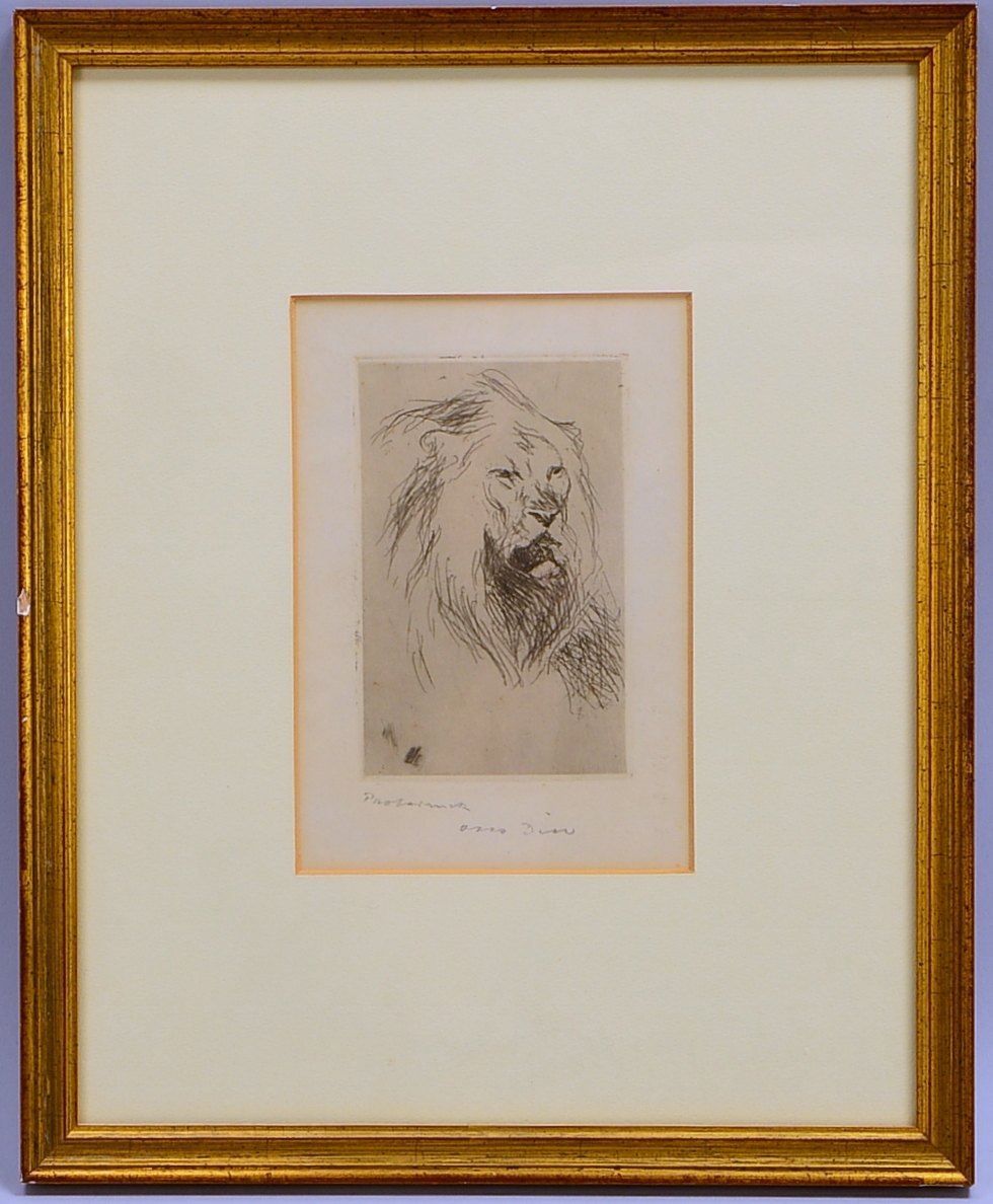 Dill, Otto (1884 Neustadt/Weinstraße - 1957 Bad Dürkheim), 'Löwe', Radierung, signiert