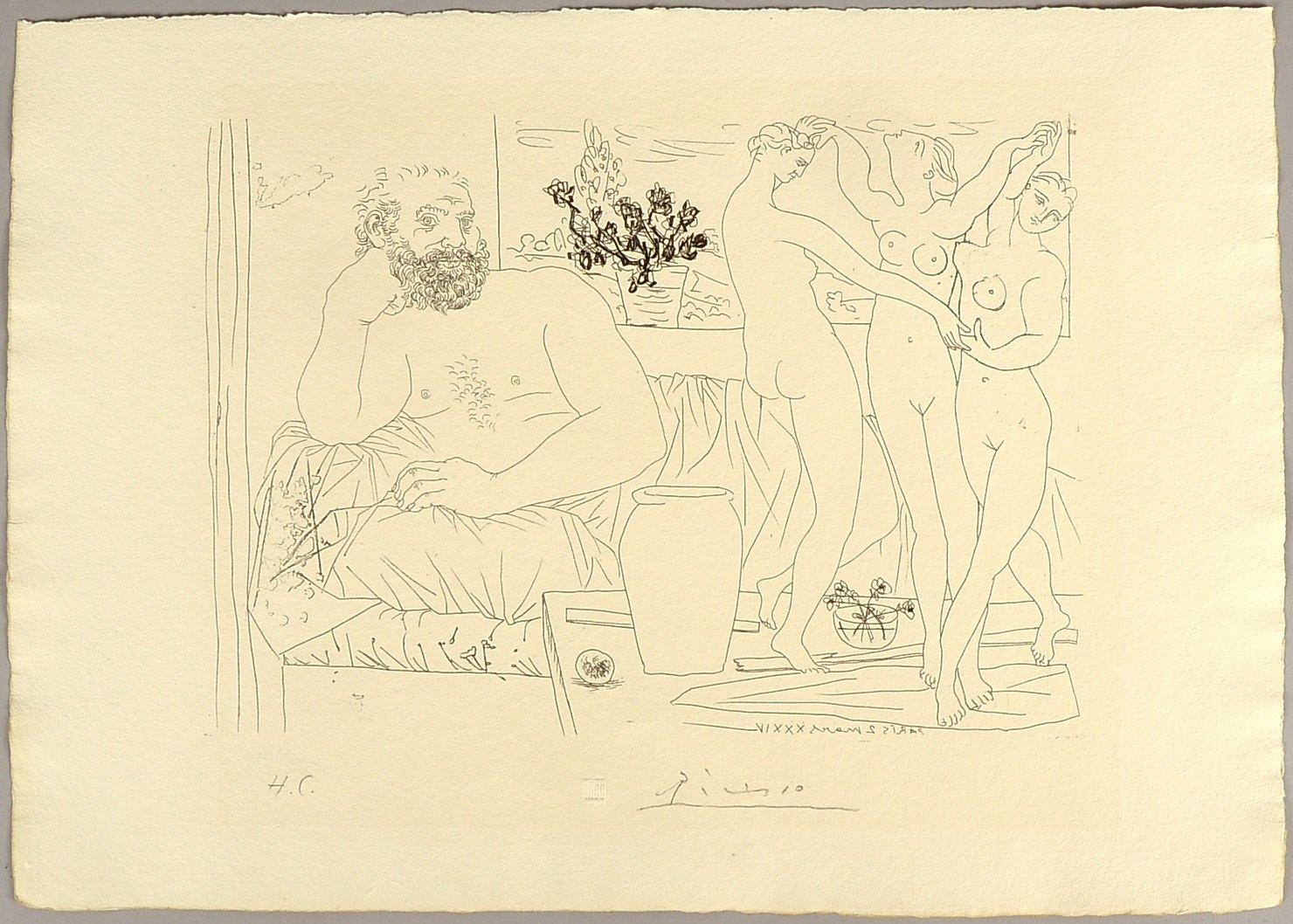 Picasso, Pablo (1881 Malaga - 1973 Mougins), 'Sculpteur et trois danseuses sculptées'