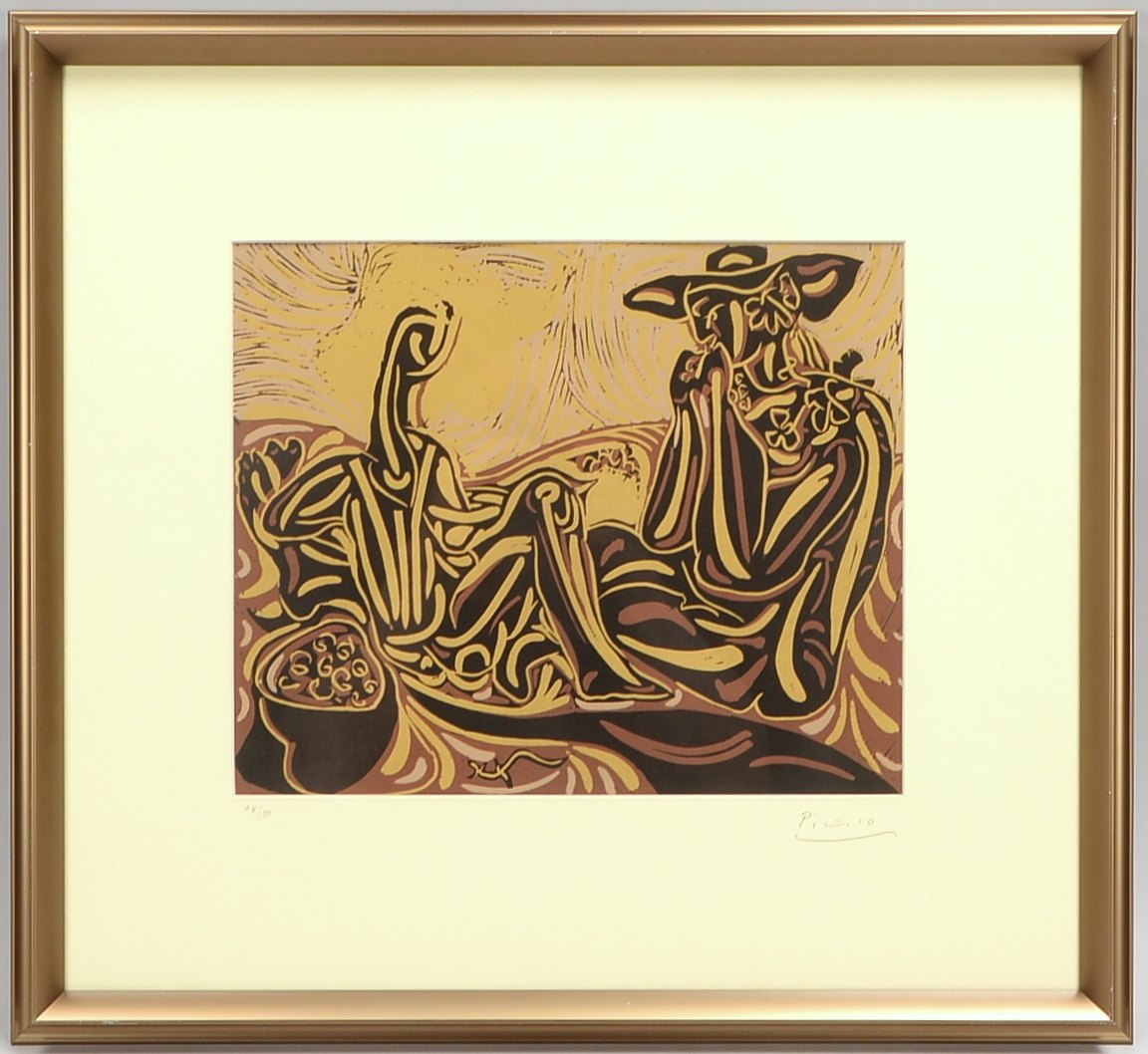 Picasso, Pablo (1881 Malaga - 1973 Mougins), Linolschnitt (n. 'Les Vendangeurs')