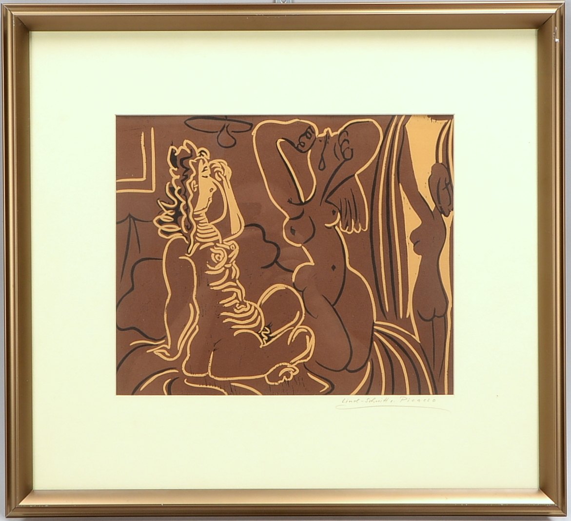 Picasso, Pablo (1881 Malaga - 1973 Mougins), Linolschnitt (nach 'Trois Femmes')