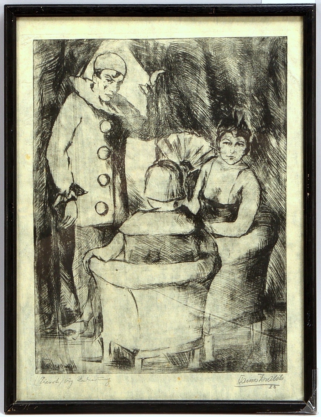 Kralik, Hanns (1900 Neufeld - 1971 Düsseldorf), 'Pierrot', Radierung, signiert und dat.