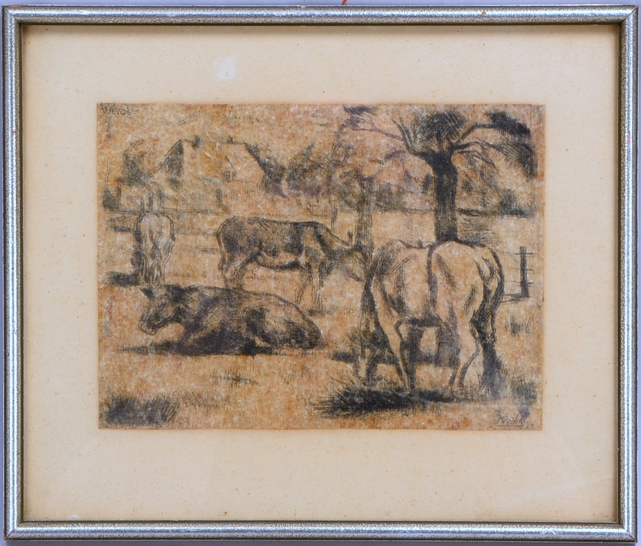 Kralik, Hanns (1900 Neufeld - 1971 Düsseldorf), 'Weide', Holzschnitt/Japan, sign.