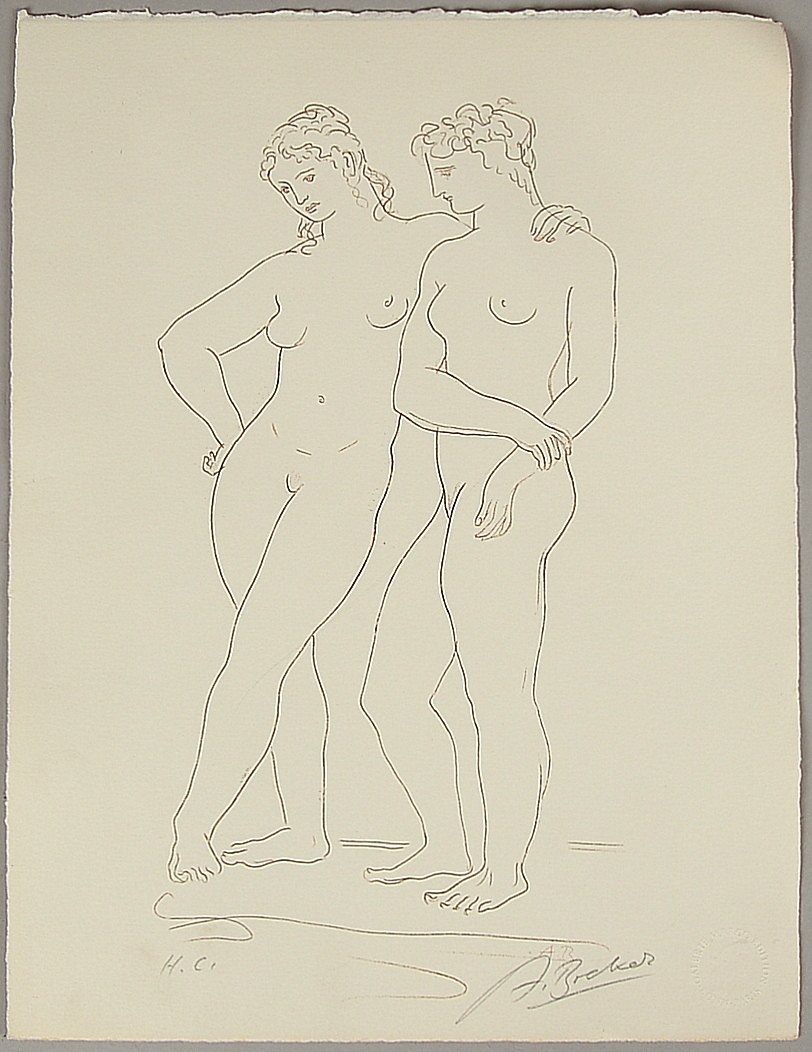 Breker, Arno (1900 Elberfeld - 1991 Düsseldorf), 'Freundschaft', Lithographie