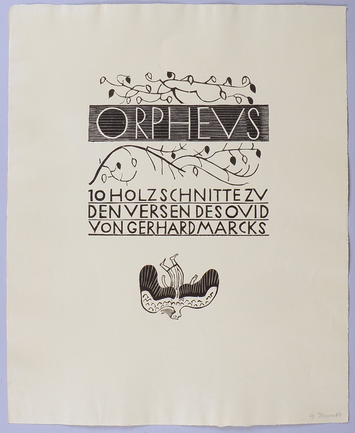 Marcks, Gerhard (1889 Charlottenburg - 1981 Burgbrohl), 'Orpheus', Holzschnitt, handsign.