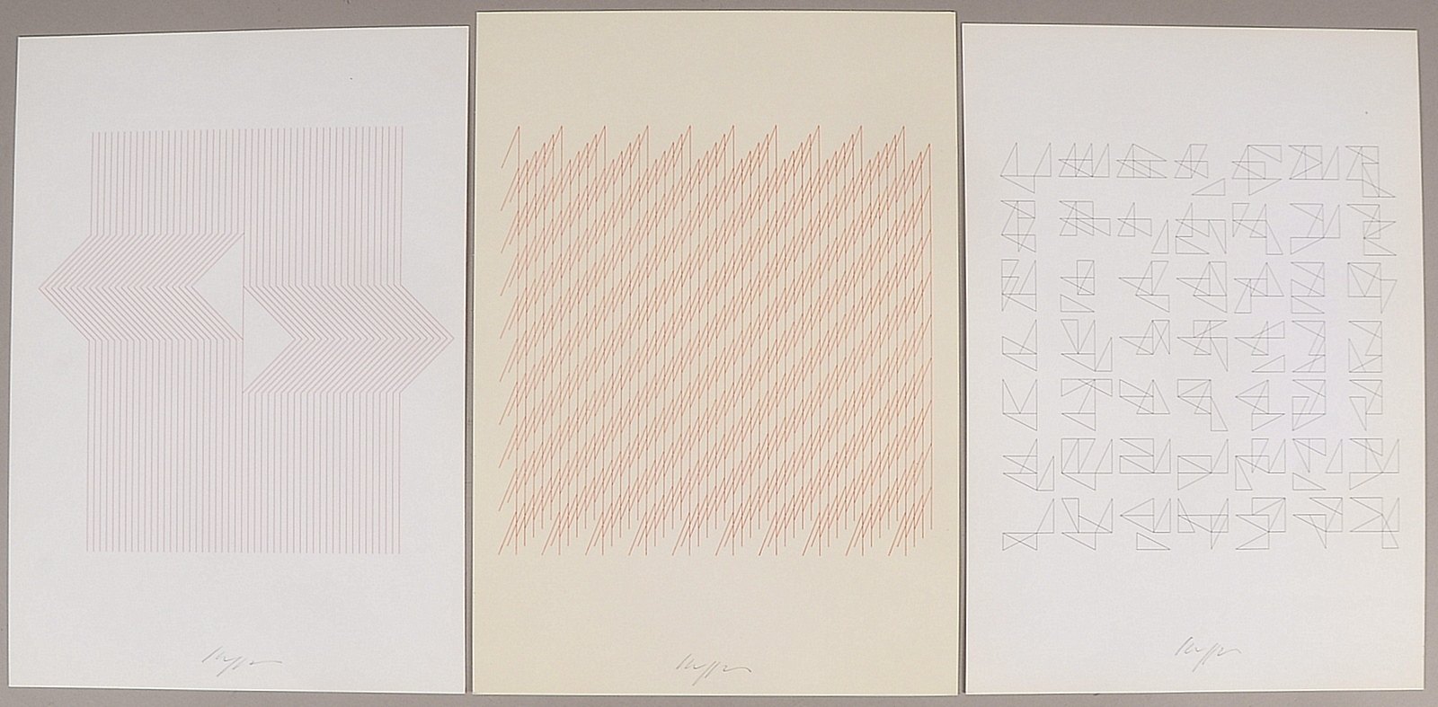 Keppler, Helmut (1924 Erlangen - 2019 Gerlingen), 3x Siebdrucke, 'Neujahrsgruß', sign.