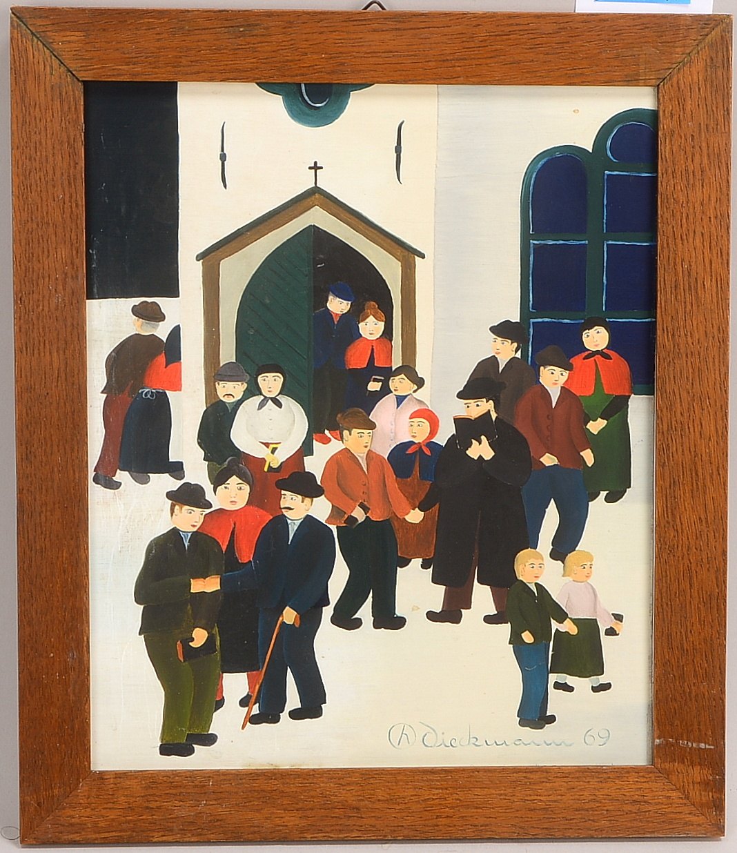 Dieckmann, Henry (1933 Verden - 2018 Bremen), 'Kirchgang', Öl auf Holz, signiert/dat.