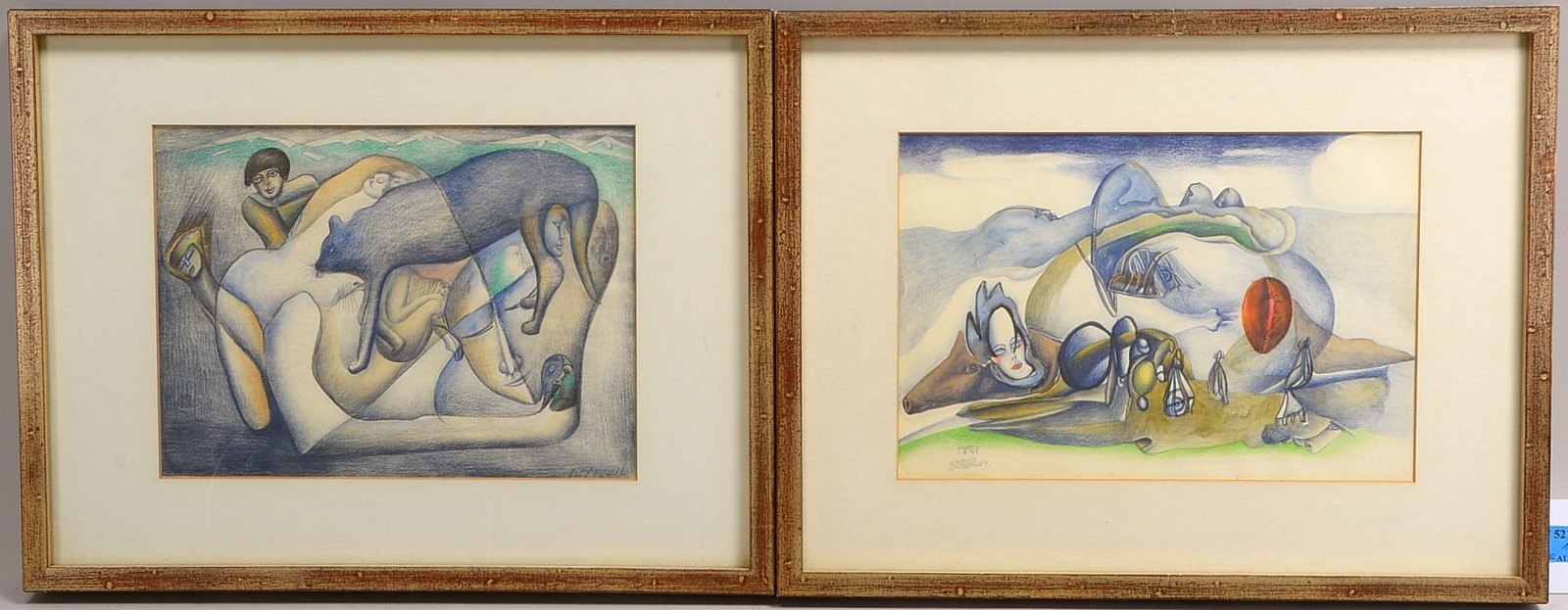 Morell, Pit (*1939 Kassel), 2 Zeichnungen/Mischtechniken, signiert/dat. '1977'
