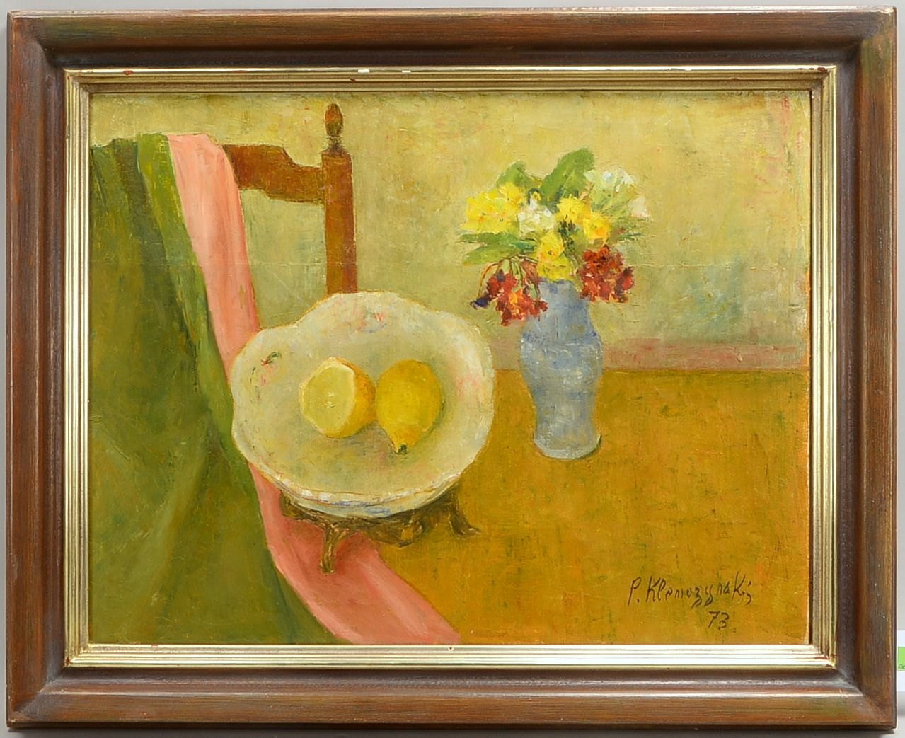 Klemczynski, Pierre, 'Tischstillleben mit... Zitronen', Öl/Lw, unten re. sign./dat. (19)'73'