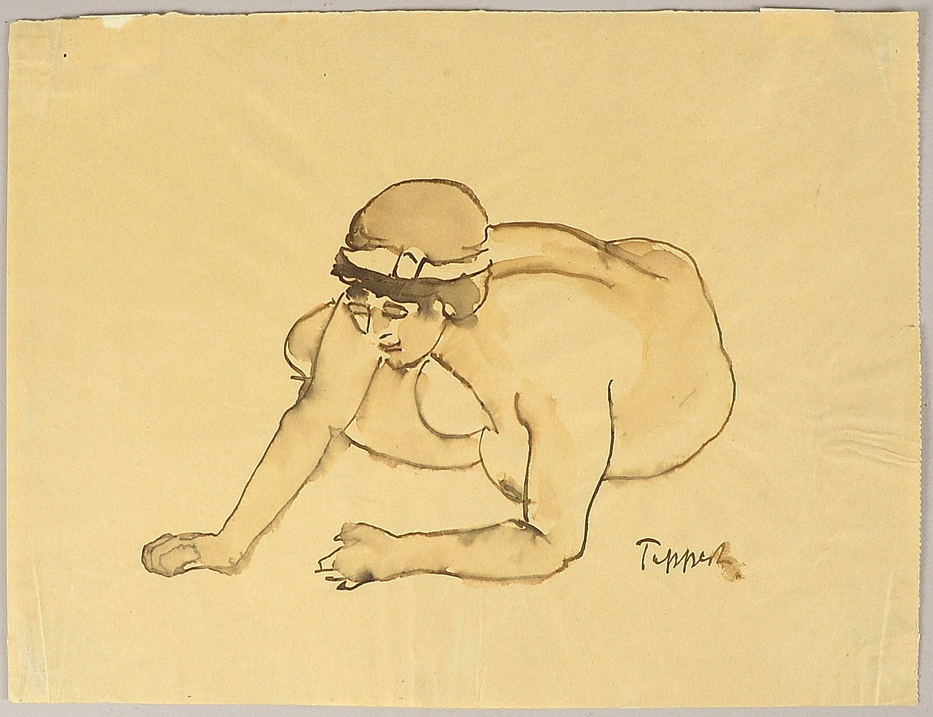 Tappert, Georg (1880 - 1957, Berlin), 'Betty am Boden', Aquarell/Federzeichnung