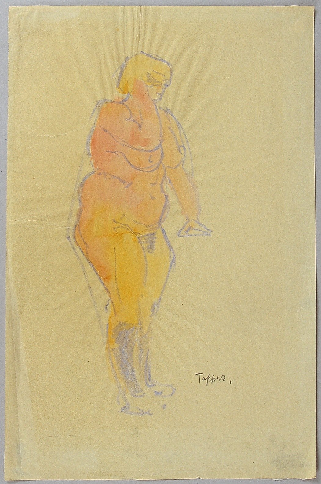 Tappert, Georg (1880 - 1957, Berlin), 'Betty stehend', Aquarell/Wachs, signiert