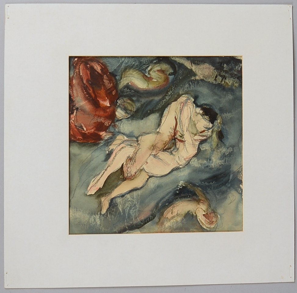 Tappert, Georg (1880 - 1957, Berlin), 'Umschlungenes Paar', Aquarell/Graphit, unsign.