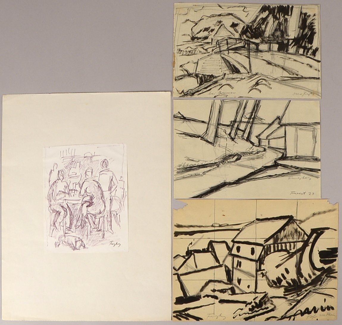Freytag, Otto (1888 Duisburg - 1980 Berlin), 4x Zeichnungen, 'Studien', signiert