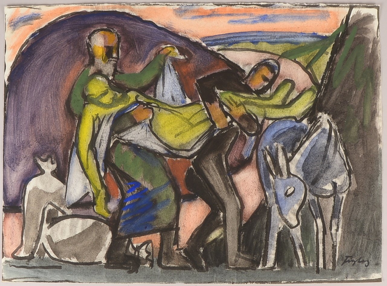 Freytag, Otto (1888 Duisburg - 1980 Berlin), 'Figurengruppe...', Aquarell/Tusche