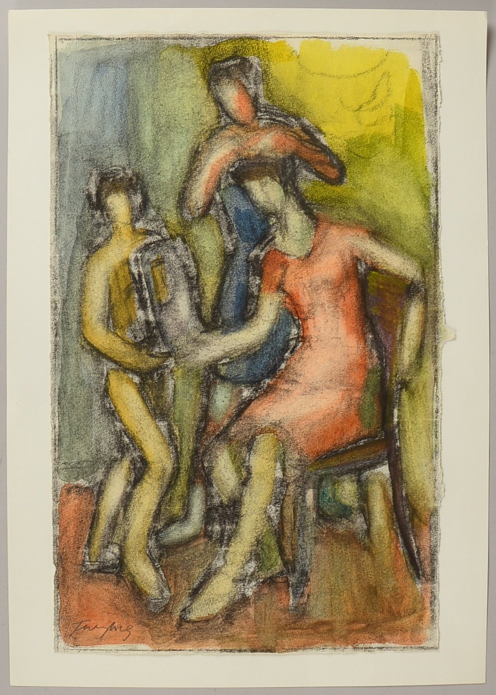 Freytag, Otto (1888 Duisburg - 1980 Berlin), 'Figurengruppe...', Aquarell/Wachs