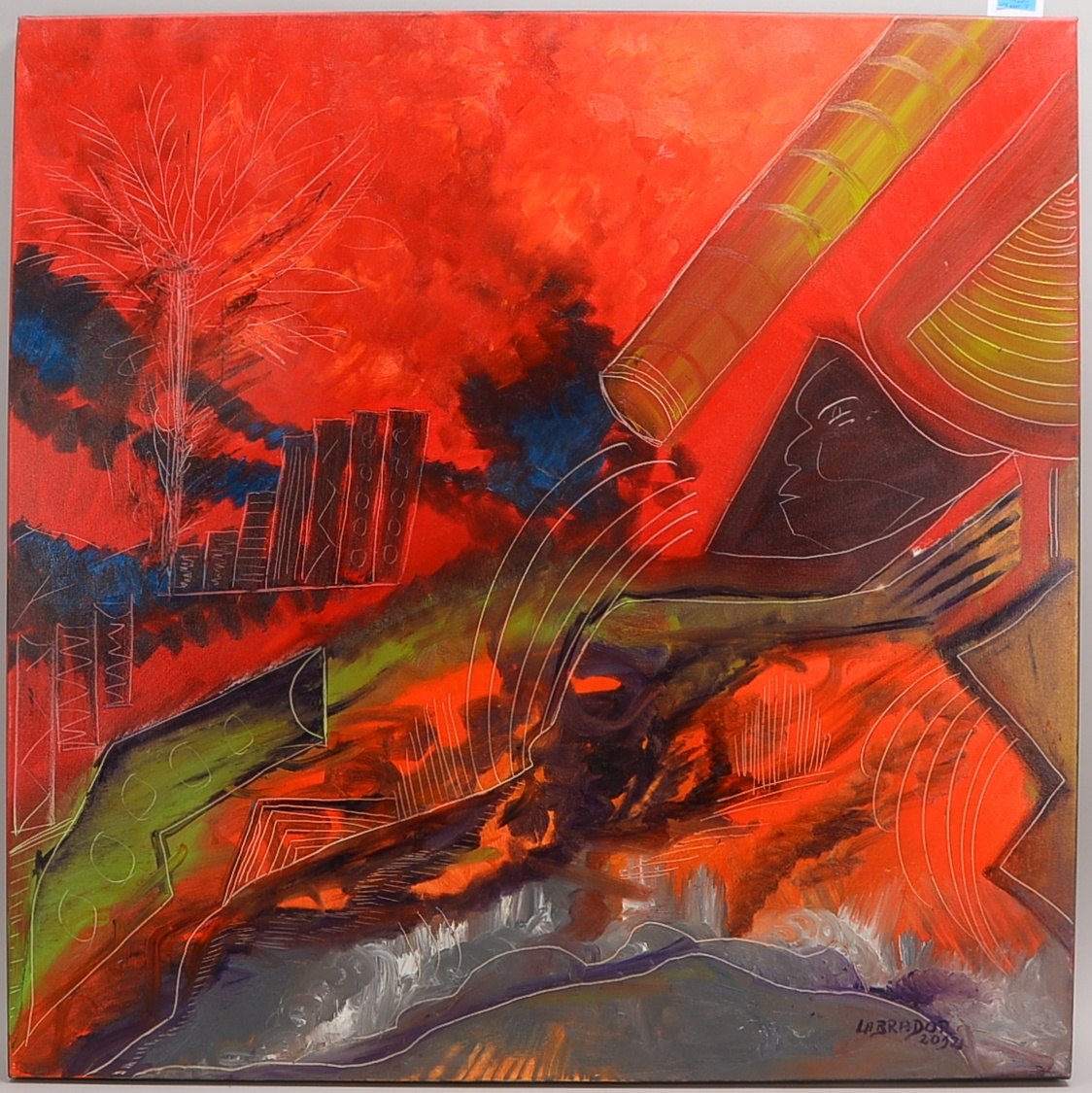 Gemälde, 'Moderne Komposition', Acryl/Lw, signiert 'Labrador'(-?) und datiert '2012'