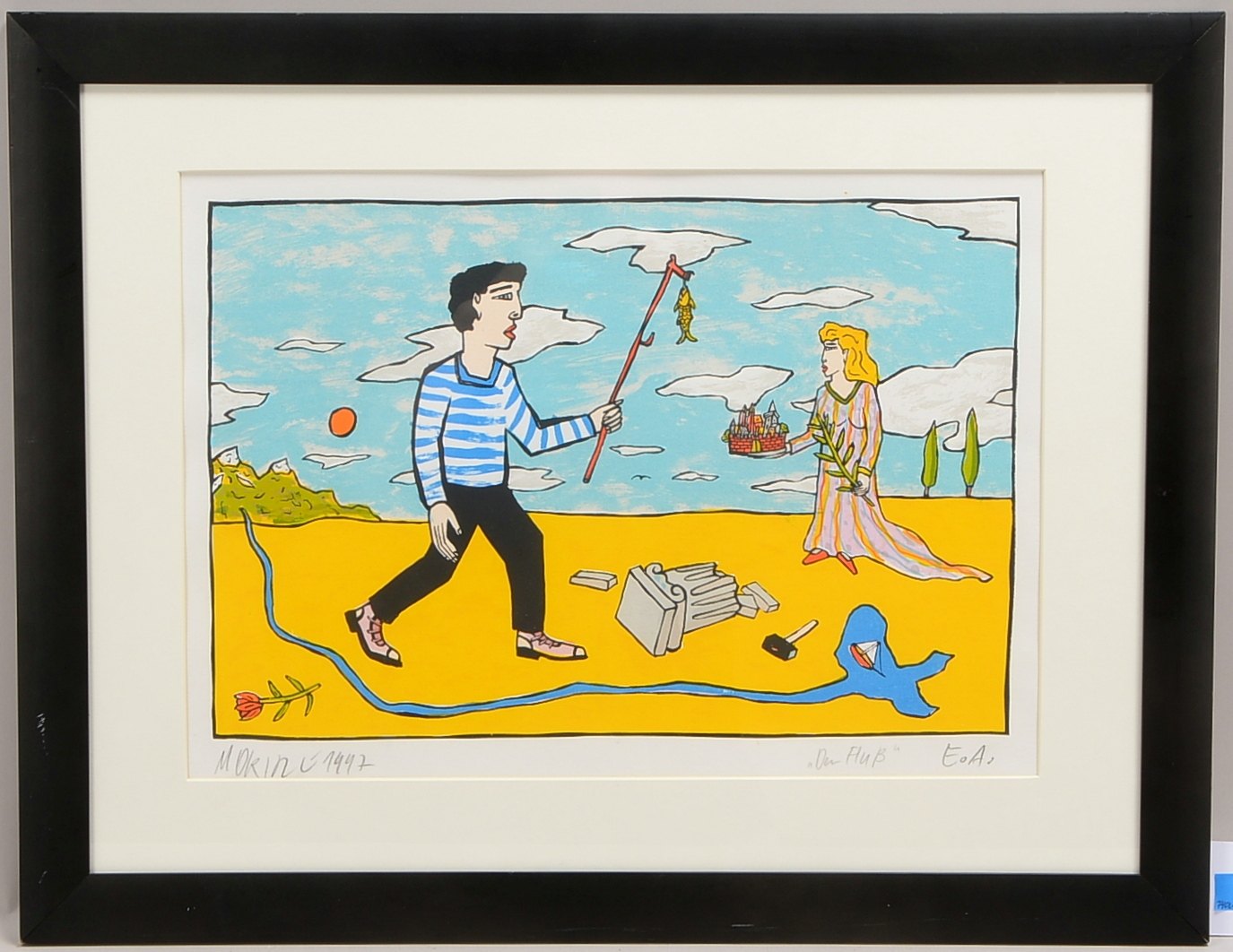 Götze, Moritz (*1964 Halle), 'Der Fluss', Farbserigrafie, Auflage hier: 'E.A', bleisign.