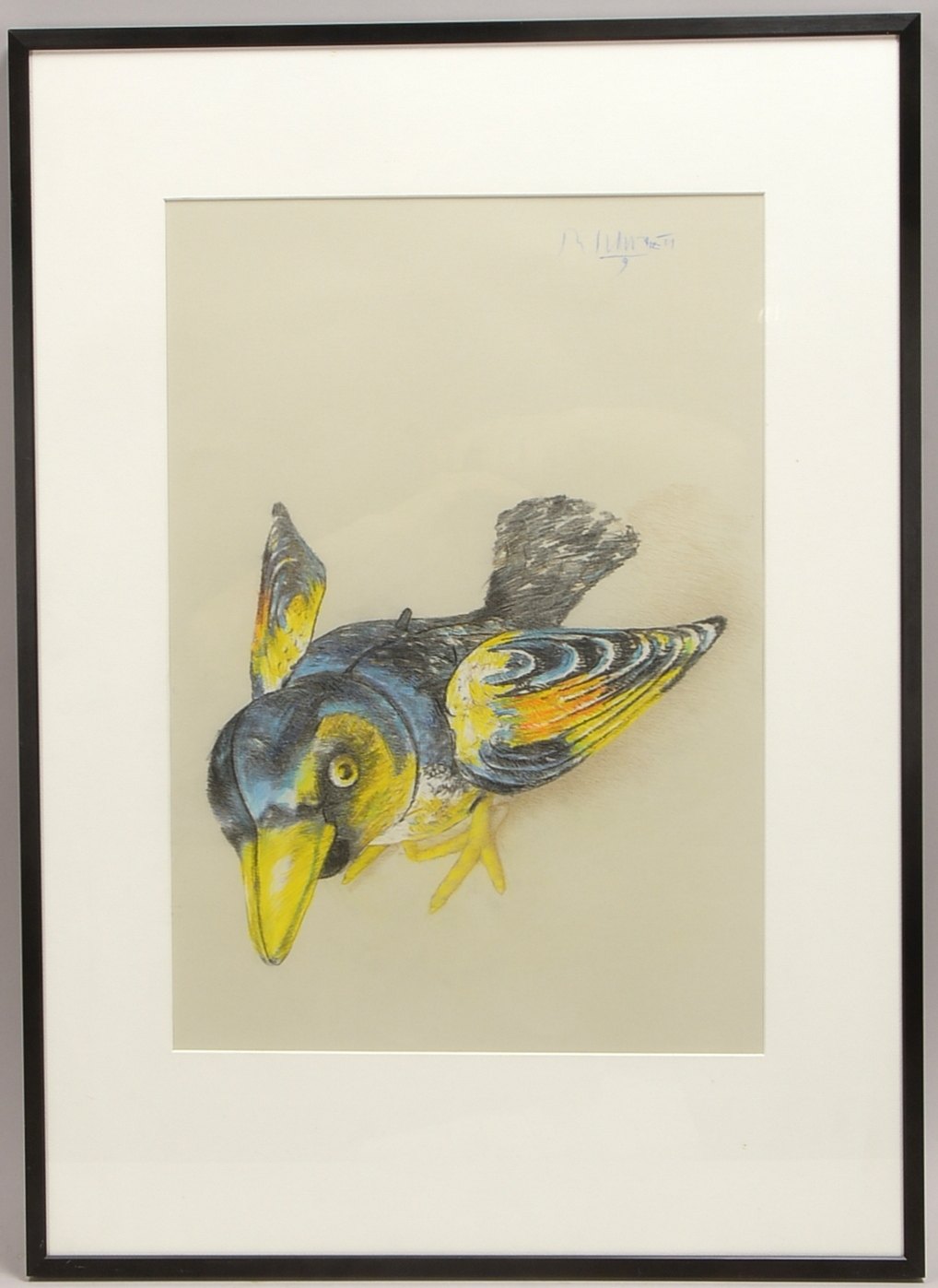 Schwarz, Reiner (*1940 Hirschberg), 'Vogel', Mischtechnik, signiert, hinter Glas