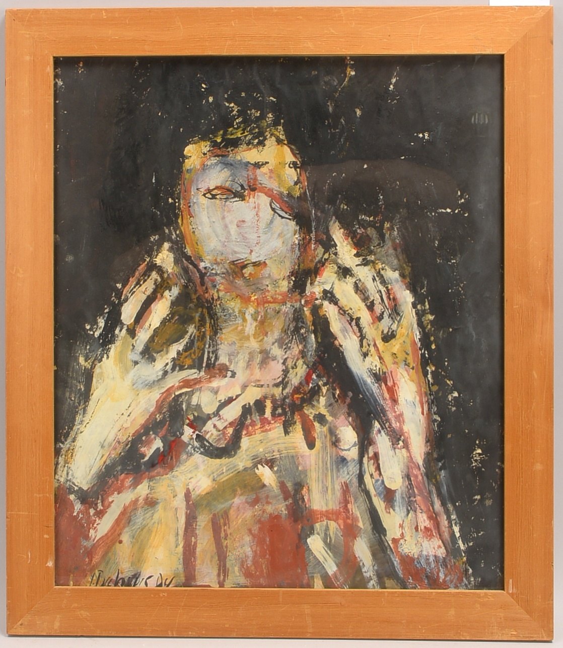 Dahms, Irmgard, 'Portrait', Gouache, signiert, hinter Glas; Rahmenmaße 58 x 50 cm