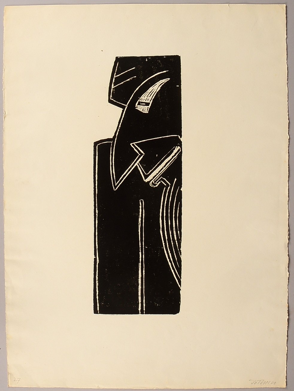 Gothein, Werner (1890 Karlsruhe - 1968 Unteruhldingen), 'Männerkopf', Holzschnitt