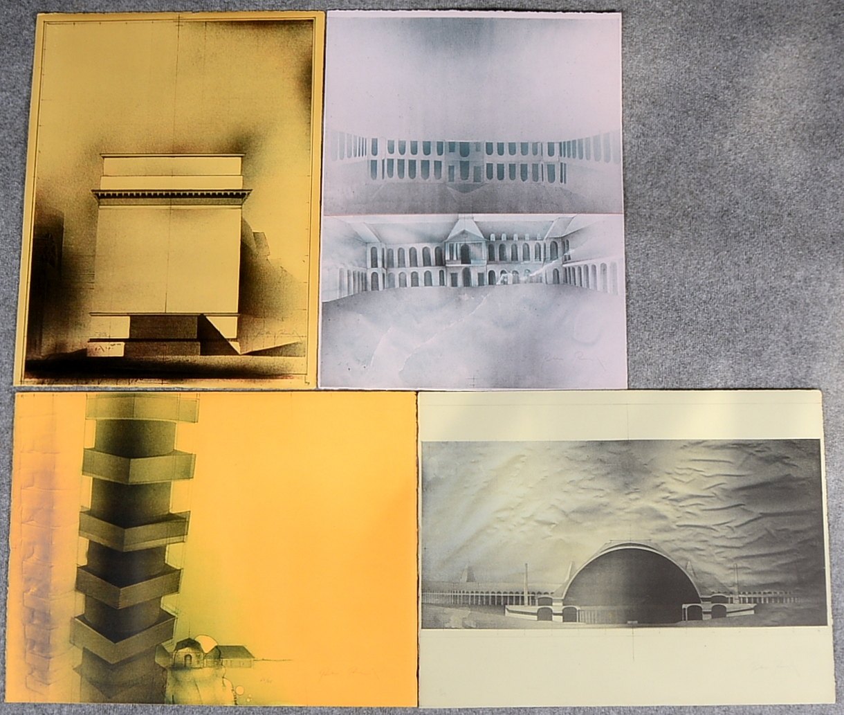 Paul, Peter (1943 - 2013), 4x Lithografien, 'Architektonische Ansichten'