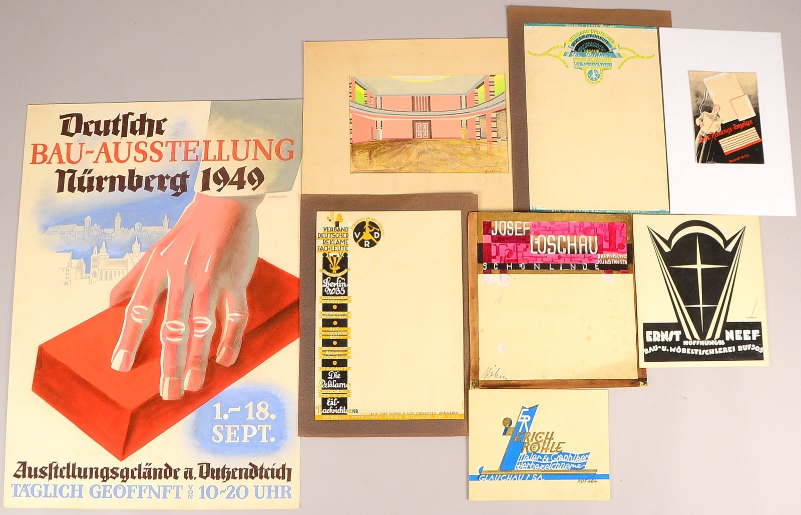Röhle, Erich (1903 Glauchau - 1991 Garmisch), 8x Arbeiten/untersch. Techniken