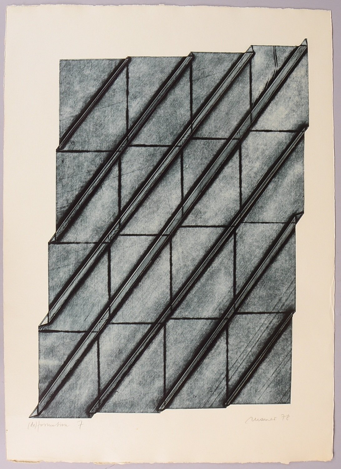 Maurer, Dora (*1937 Budapest), 'Deformation 7', Radierung/Prägedruck auf Velin