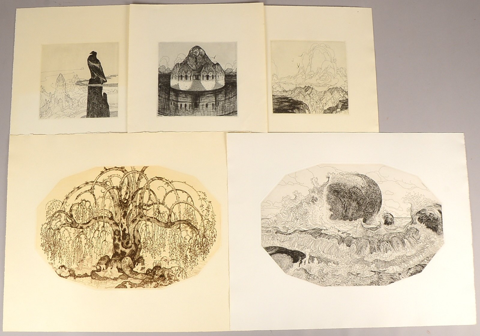 Hablik, Wenzel (1879 Brüx - 1934 Itzehoe), 5x Radierungen, versch. Themen