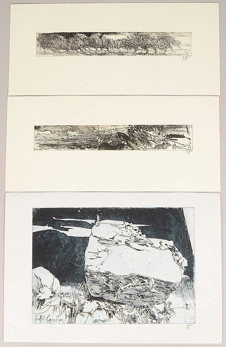 Janssen, Horst (1929 - 1995, Hamburg), kleines Grafikkonvolut, 3x Radierungen, monogr.